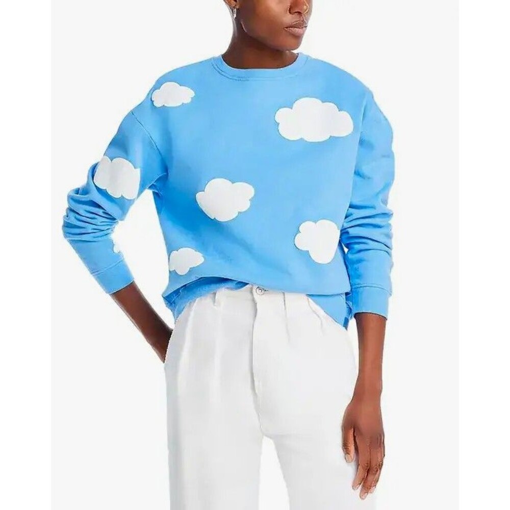 KULE Cloud Print Crewneck  Sweatshirt Women S Blue